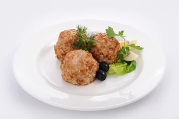 isolated appetizing food on white plate with white background