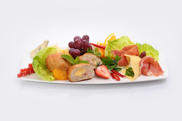 isolated appetizing food on white plate with white background