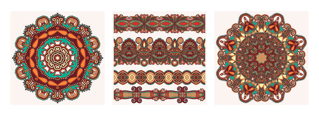 collection of seamless decorative ethnic ornamental floral design