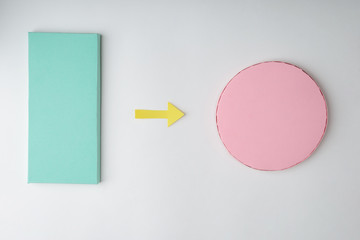 Green rectangle and pink circle