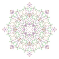Circular symmetric mandala on white background. Illustration of pattern coloring