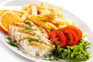 Fish dish - fried fish fillet and vegetables