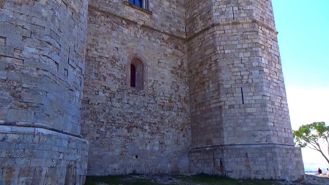 Detailed overview of one of the eight octagonal towers that make up "Castel del monte". Andria Corato, Puglia - Italy