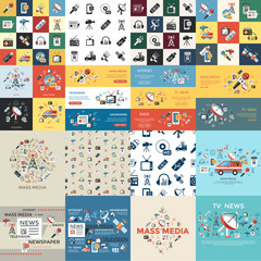 Obraz premium Digital mass media objects color simple flat