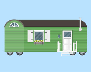 Bauwagen Tiny House Holzhaus Flat Design  - 245188559