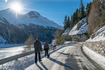 Frozen lake Martel in South Tyrol