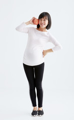 Asian pregnant women theme,White background in studio
