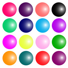 Set of colorful glossy spheres isolated on white. Vector illustration for your design.