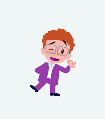 Businessman in casual style doing the OK sign with his hand.