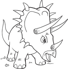 Triceratops Dinosaur Coloring Page Vector Illustration Art