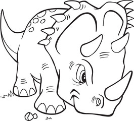 Triceratops Dinosaur Coloring Page Vector Illustration Art