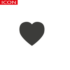 Heart Icon Vector. Perfect Love symbol. Valentine s Day sign, emblem isolated on white background with shadow, Flat style for graphic and web design, logo. EPS10 black pictogram.