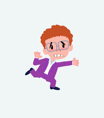 Businessman in casual style runs alarmed.