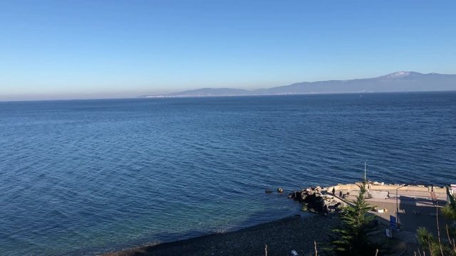 Beautiful nature landscape from the hillside. Stabil look with 4K. Turkey/Bursa/Tirilye 2019.