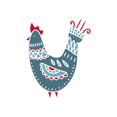 Fototapeta na wymiar Cute cock in scandinavian style, vector illustration.