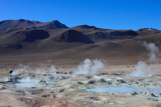 Sol de Manana, the highest geothermal field in the world, Reserva Nacional de Fauna Andina Eduardo Abaroa, Sur Lipez, Potosi, Bolivia, South America