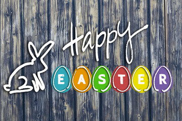 Happy Easter Konzept vor Holzuntergrund