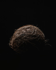 coconut on black background