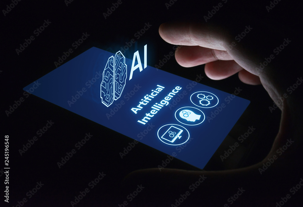 Wall mural artificial intelligence machine learning business internet technology concept