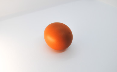 The brown egg on the white background