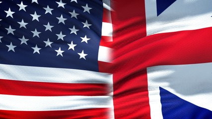 United States and Great Britain flags background, diplomatic economic relations
