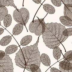 Printed kitchen splashbacks Skeleton leaves High detail skeleton leaf vector seamless pattern