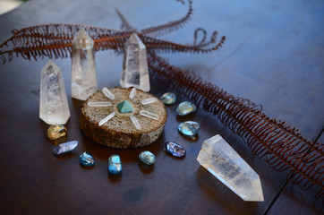 Clear Quartz crystal tower, carved crystal tower. Woman's hand holding clear quartz tower. Witchy decor, bohemian vibes. crystal healing, meditation crystals. Healing witch.