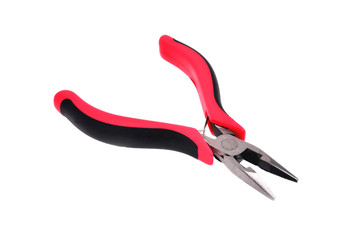 round nose pliers red black isolate close up