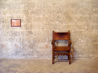 old chair with leather