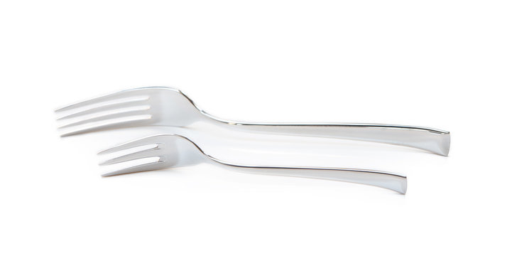 Glossy cutlery, fork isolated on white background