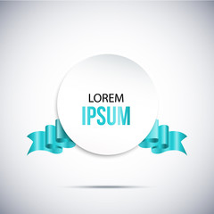 round paper banner with light blue color ribbon