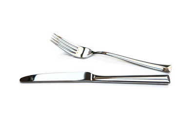 Glossy cutlery, fork isolated on white background