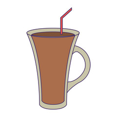 coffee cold drink with straw blue lines