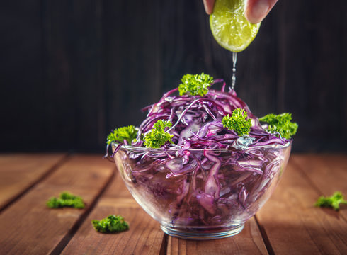 Salad Of Red Cabbage With Lime Juice