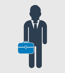 Businessman Icon with briefcase on hand. Flat style vector EPS.