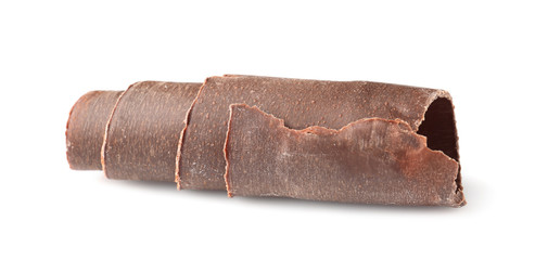 Curl of tasty chocolate on white background