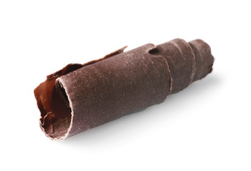 Curl of tasty chocolate on white background