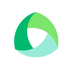 Green geometric abstract logo template, logotype, emblem. Triangle