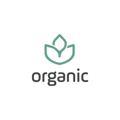 Organic life logo, Graceful monogram design template, Natural line art vector illustration.