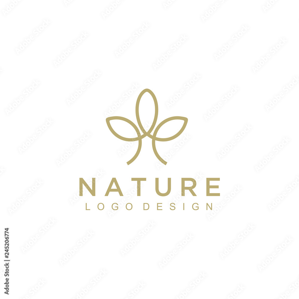 Poster Organic life logo, Graceful monogram design template, Natural line art vector illustration.