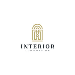 home interior, Furniture store, Construction, concept, architect, architecture, modern, renovation. Vector logo template