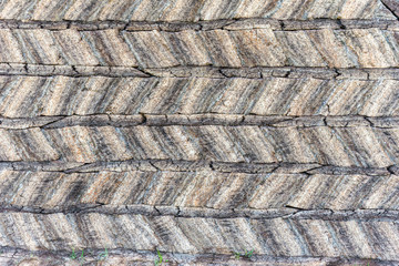 Traditional Icelandic turf construction made of clamped blocks with strips between the layers.
