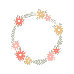 Pastel floral frame. Hand drawn apparel. Vector illustration.