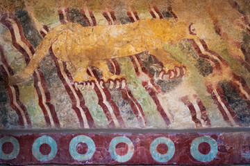 Puma Mural at the Ancient Aztec City of Teotihuacan, Mexico