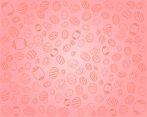 Doodle eggs hand drawn vector pattern. Living Coral Easter background