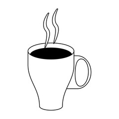 hot coffee mug in black and white