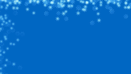 Abstract background with a variety of colorful snowflakes. Big and small.