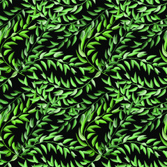 Naklejka na ściany i meble Tropical leaves pattern. Green leaf monstera seamless. Artistic collage for floral print.