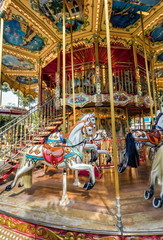 Fototapeta na wymiar vintage carousel with horses
