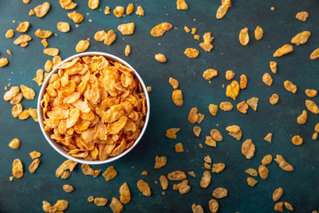 Cornflakes in a bowl on a nice underground - 245214559